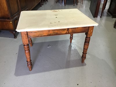 Lot 118 - Victorian pine kitchen table on turned legs...