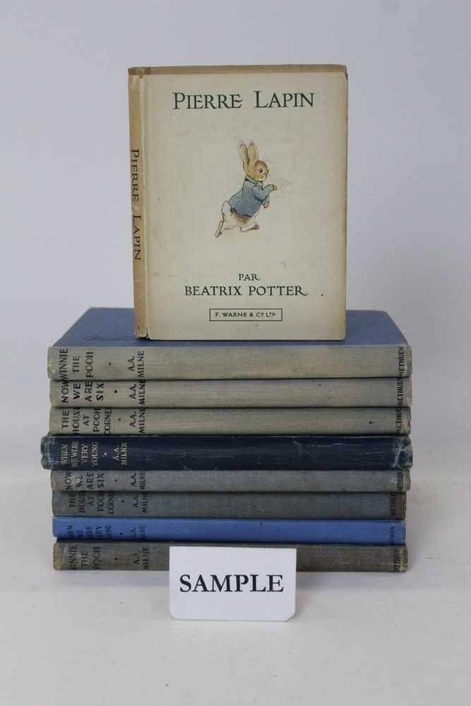 Lot 1106 - Quantity of children's books including Beatrix Potter Peter Rabbit (Pierre Lapin ) and other titles,  c1940s Winnie the Pooh, Alison Uttley various titles 1st and 2nd editions included, Cicely m Ba...