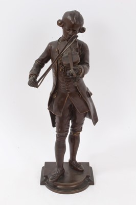 Lot 684 - Continental bronze figure of a young Mozart