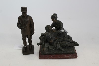 Lot 2103 - Two French spelter military figures