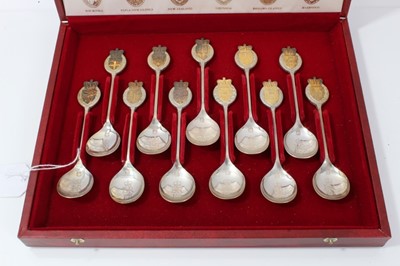 Lot 63 - Set eleven 1977 Silver Jubilee limited edition silver teaspoons, in fitted case