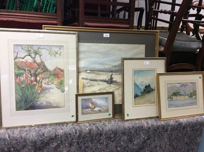 Lot 258 - George W Miller - watercolour, coastal scene, together with other 19th century watercolours, all framed