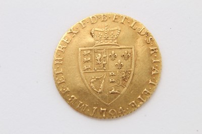 Lot 392 - G.B. - Gold Half Guinea George III 1794 (N.B. coin creased) otherwise AVF (1 coin)