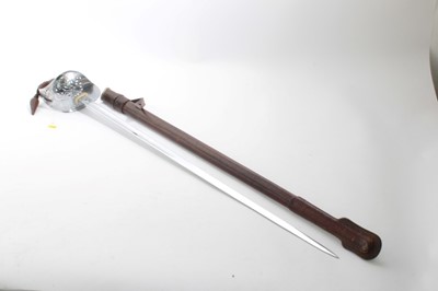 Lot 710 - Edwardian Royal Marine Light infantry Officers dress sword with plated blade by Henry Wilkinson, numbered 34859, wire bound shagreen grip, brown leather dress knot, in brown pig skin leather scabba...