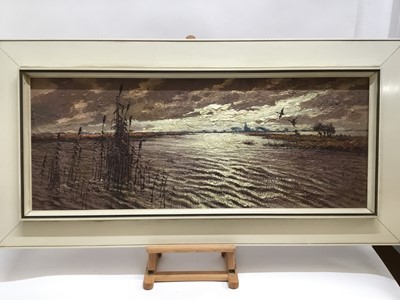 Lot 101 - Jos Van Dijk (1913-2000) oil on canvas, estuary at dusk, signed and dated 1972