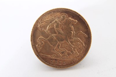 Lot 357 - G.B. - Gold Half Sovereign George V 1915 (N.B. edge nicks), otherwise AVF (1 coin)