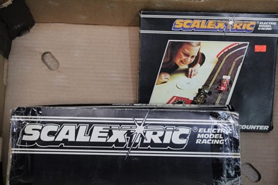 Lot 1470 - Scaletric Super -Stox set in original box plus a selection of boxed accessories.