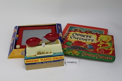 Lot 1471 - Selection of 1960-70s toys including mosaic, Disney toys etc. Two boxes.