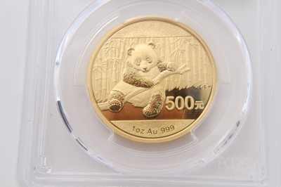 Lot 346 - China - Gold Panda 500 Yuan 1oz fine gold 2014, (N.B. in sealed plastic case & graded PCGS MS 69) (1 coin)