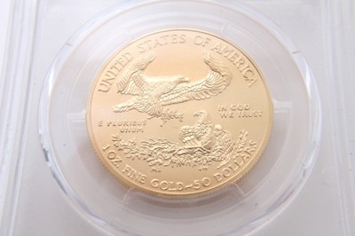 Lot 347 - USA - Gold Eagle 50 Dollars 1oz fine gold 2015, (N.B. in sealed plastic case & graded PCGS MS 70) (1 coin)