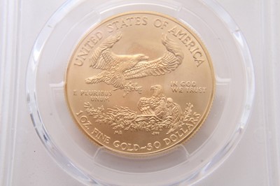 Lot 348 - USA - Gold Eagle 50 Dollars 1oz fine gold 2015, (N.B. in sealed plastic case & graded PCGS MS 70) (1 coin)