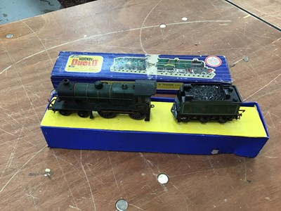 Lot 1468 - Railway Marklin 0 gauge 2-8-2 locomotive, 86-197 locomotive, various boxed Marklin carriages, wagons and rolling stock, unboxed Fleischmann locomotive 11412, Hornby locomotive and tender, various T...