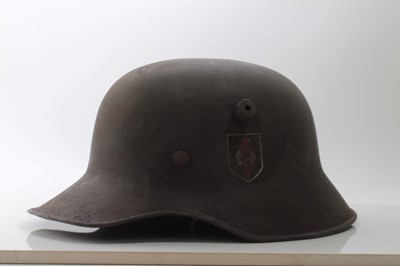 Lot 681 - Second World War Nazi M1918 "droop Gill" steel helmet with leather M1930 type liner and double decals