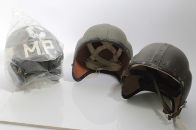 Lot 682 - Post War British Military Police motorcycle despatch riders helmet, together with two RAF Aircrew outer Helmets (3)