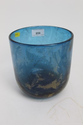 Lot 859 - Isle of Wight blue and gold Azurene glass vase 17cm high, 16cm diameter