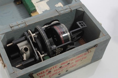 Lot 684 - Second World War RAF Astro Compass MK II, with original fitted wooden transit case together with a spotting scope, morse set and another instrument (1 box)