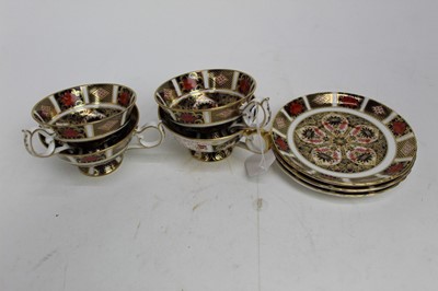 Lot 895 - Royal Crown Derby Imari part teaset, pattern number 1128, comprising four cups and three saucers