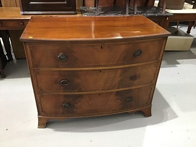 Lot 31 - Victorian mahogany bowfront chest of three drawers on bracket feet