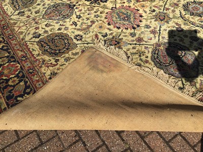 Lot 36 - 1950's wool multi floral carpet on beige and blue ground 360cm 270cm