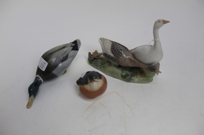 Lot 912 - Three Royal Copenhagen animals - Geese number 609, Mallard number 1934 and Bird number 2266