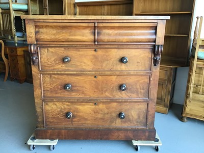 Lot 44 - Victorian mahogany Scottish chest of two short and three long drawers on plinth base H119.5cm W122cm D56.5cm