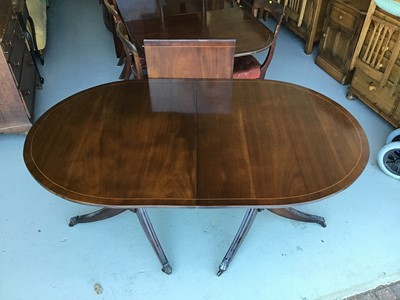 Lot 45 - Two reproduction mahogany D-end dining table both with an extra leaf