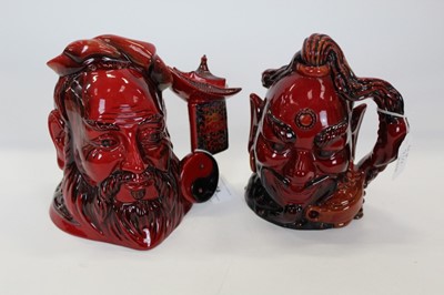 Lot 934 - Two Royal Doulton Flambe character jugs - Confucius D7003 and Alladin's Genie D6971