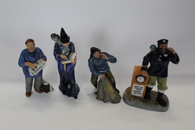 Lot 935 - Four Royal Doulton figures - The Wizard HN2877, Sea Harvest HN2257, All Aboard HN2940 and The Parisian HN2445