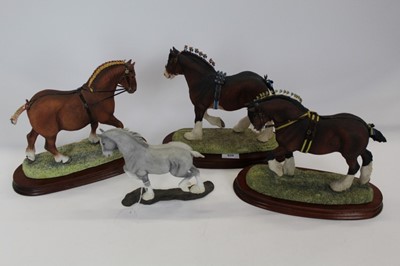 Lot 939 - Three Border Fine Arts limited edition shire horses by Anne Wall, numbers 456, 698 and 716 of 950, on plinth bases