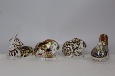 Lot 952 - Four Royal Crown Derby paperweights - Rocky Mountain Bear, Millennium Dove, Thistle and Russian Bear