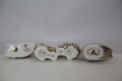 Lot 952 - Four Royal Crown Derby paperweights - Rocky Mountain Bear, Millennium Dove, Thistle and Russian Bear