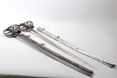 Lot 741 - Two Victorian 1827 Pattern Rifle Regiment Officers' swords , one with steel scabbard and the other with associated scabbard (2)