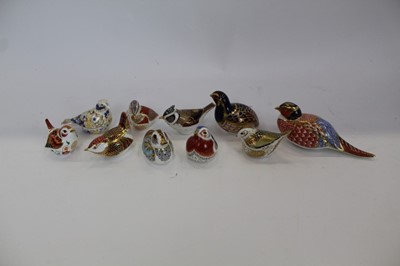 Lot 957 - Ten Royal Crown Derby paperweights including Teal Duckling, Crested Tit, Firecrest, William Shakespeare Wren and Anniversary Robin