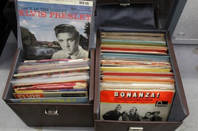 Lot 1851 - Two Vintage cases of 7" singles and EP's including Elvis Presley and The Beatles