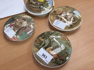 Lot 101 - Four Prattware pot lids including Contrast and The Residence of Anne Hathaway