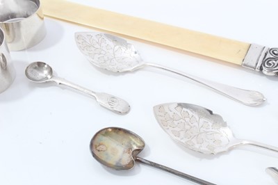 Lot 130 - Silver mounted page turner, together with silver preserve spoons and sundry silver ware
