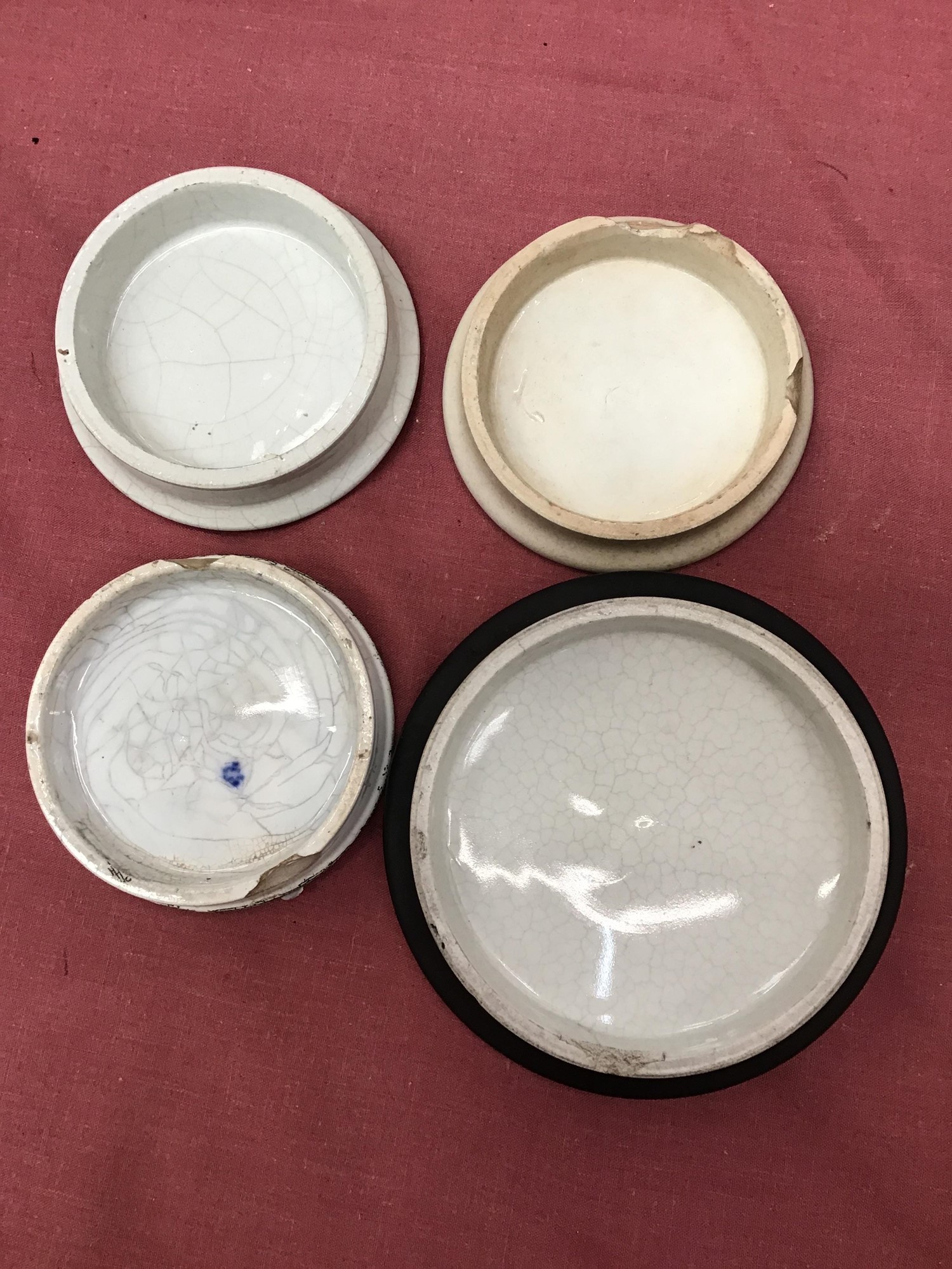 Lot 965 Four Prattware pot lids including Charing