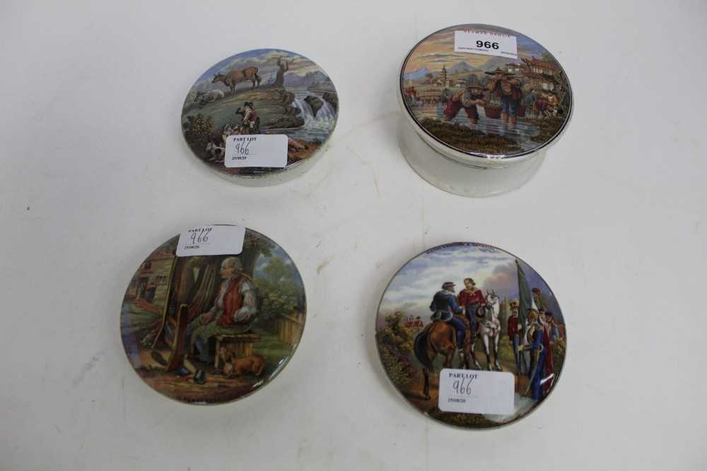 Lot 966 - Four Prattware pot lids including Transplanting Rice and IL Penseroso