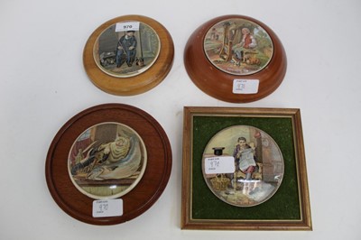 Lot 104 - Four Prattware pot lids including On Guard and The Times