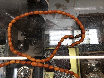 Lot 76 - Two amber bead necklaces, other vintage bead necklaces and costume jewellery