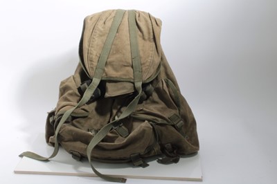 Lot 595 - Post War British Army Special forces type canvas webbing Haversack / Bergan with metal frame