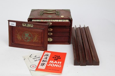 Lot 1974 - Vintage cased Mah Jong set with instructions