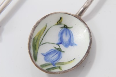 Lot 104 - Set eight silver and enamel teaspoons in fitted case
