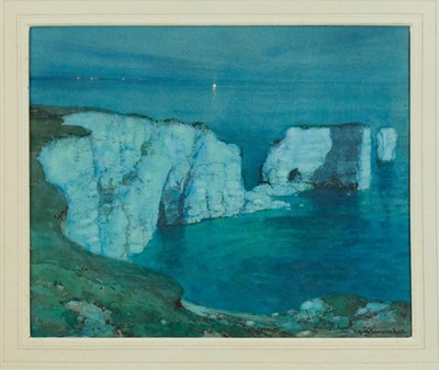 Lot 1147 - Albert Moultin Foweracker (1873-1942) watercolour, Old Harry Rocks