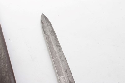 Lot 756 - Late 19th century Austrian cavalry troopers sabre with curved fullered blade in steel scabbard.