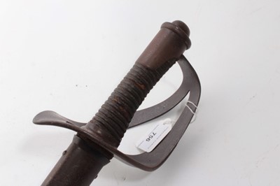 Lot 756 - Late 19th century Austrian cavalry troopers sabre with curved fullered blade in steel scabbard.