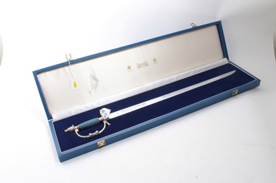 Lot 758 - Wilkinson Sword wedding cake cutting sword with etched blade in fitted box