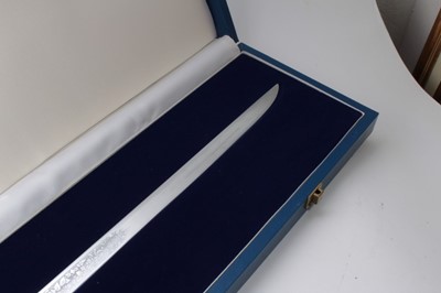 Lot 758 - Wilkinson Sword wedding cake cutting sword with etched blade in fitted box