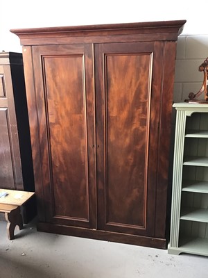 Lot 121 - Large Victorian mahogany wardrobe with two...