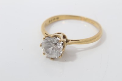 Lot 118 - 18ct gold white synthetic single stone ring and 18ct gold wedding ring